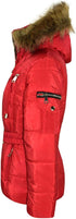 GIRLS PUFFER JACKET WITH DETACHABLE STYLISH HOODED - RED